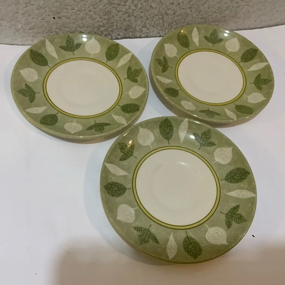 3 CVD2 Green Leaves On  Band appetizers plates by Creative made in Malaysia